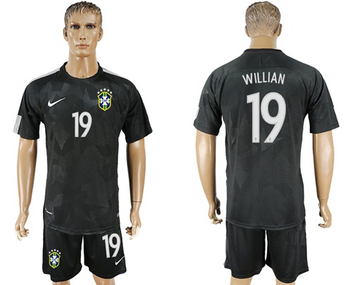 Brazil #19 Willian Black Soccer Country Jersey - Click Image to Close